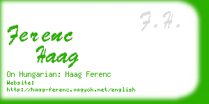 ferenc haag business card